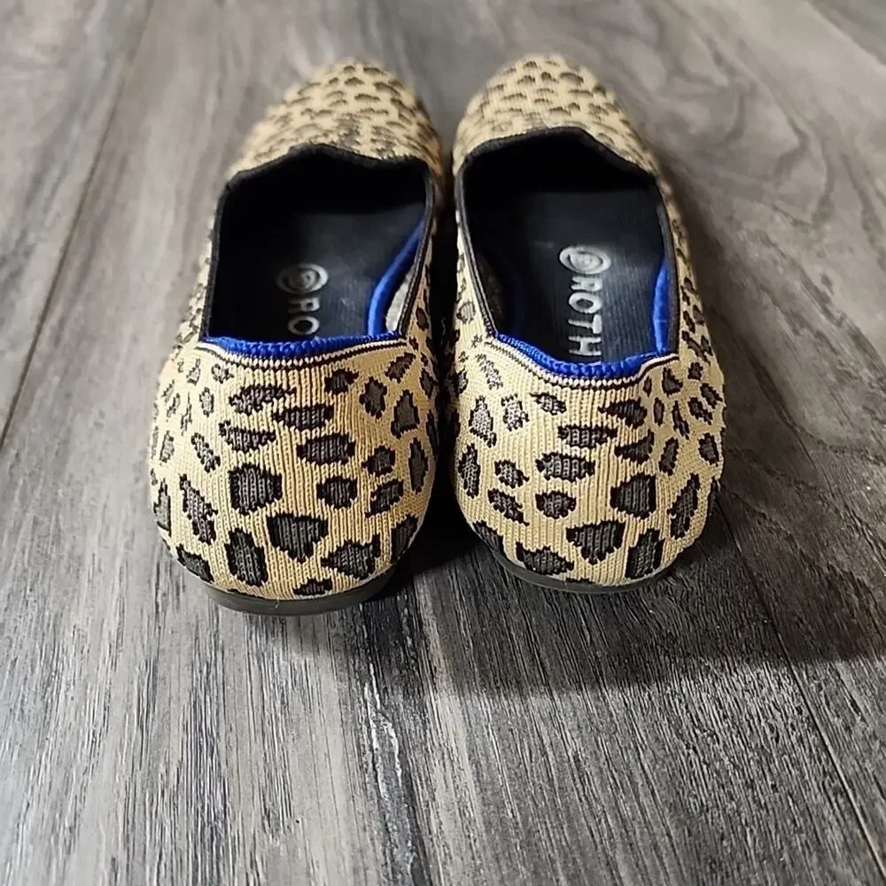 Rothy's Leopard Print Flats with Blue Trim
